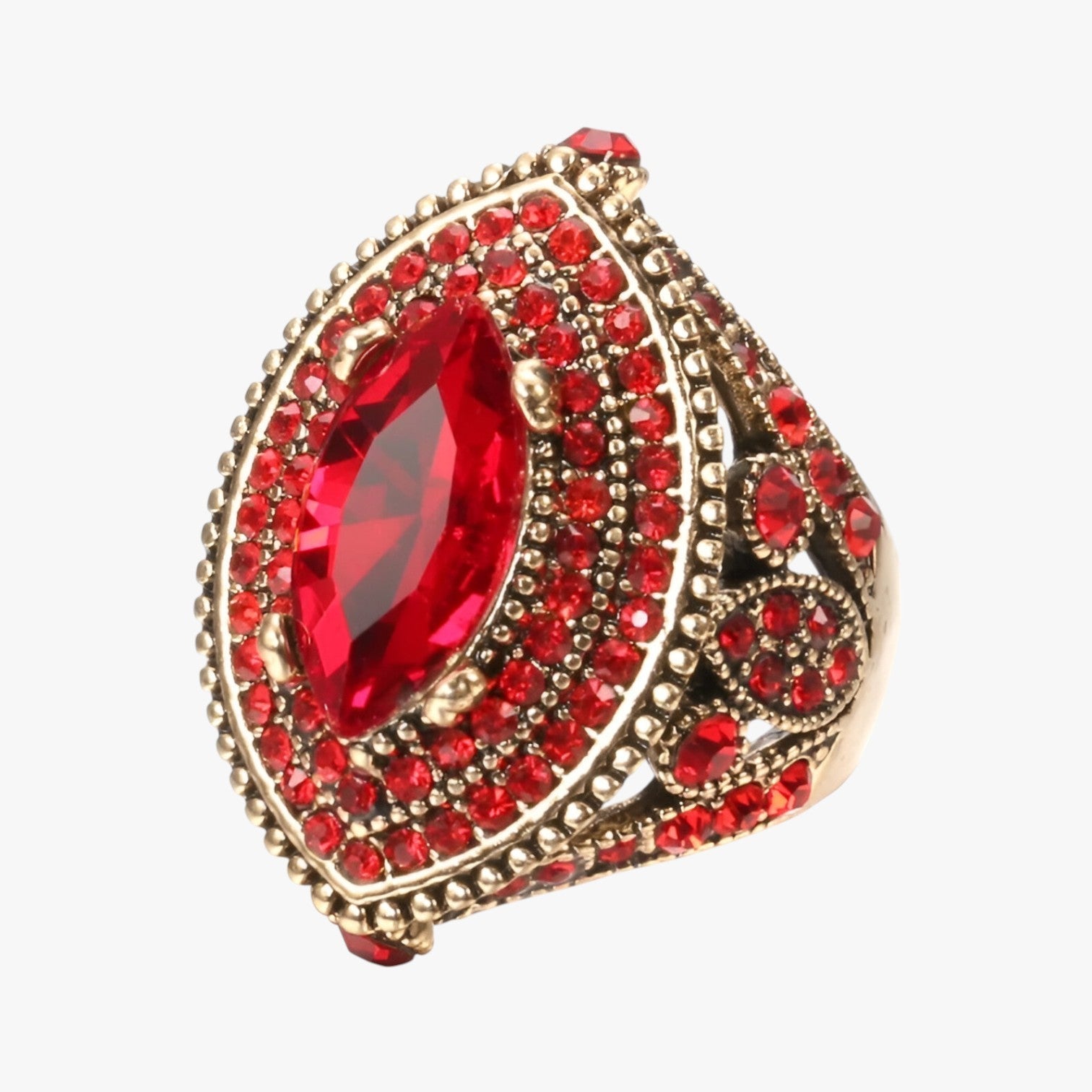 Isabella - Bohème-Ring im Vintage-Stil mit kühnem dunklen Muster in der Mitte