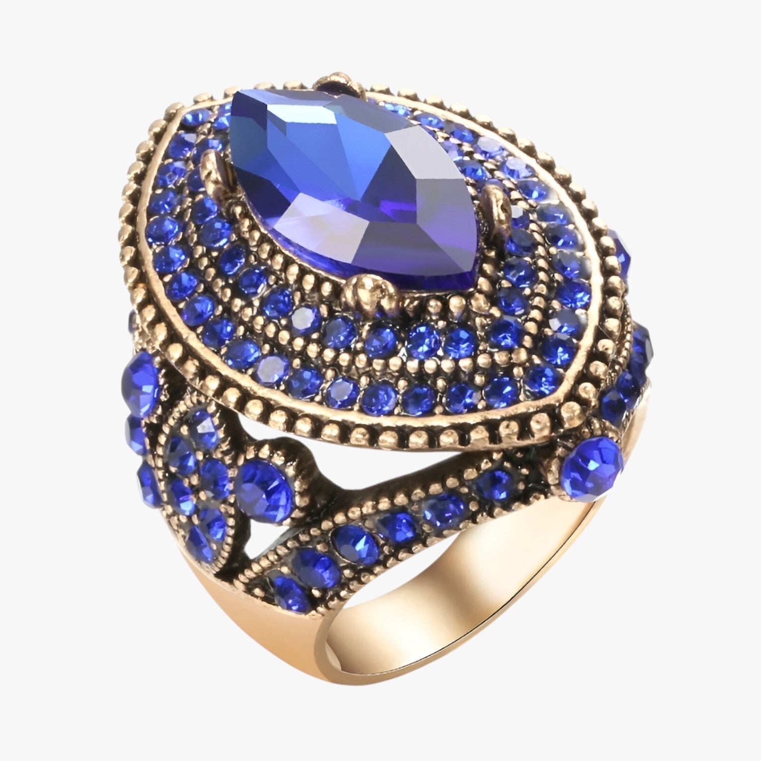 Isabella - Bohème-Ring im Vintage-Stil mit kühnem dunklen Muster in der Mitte