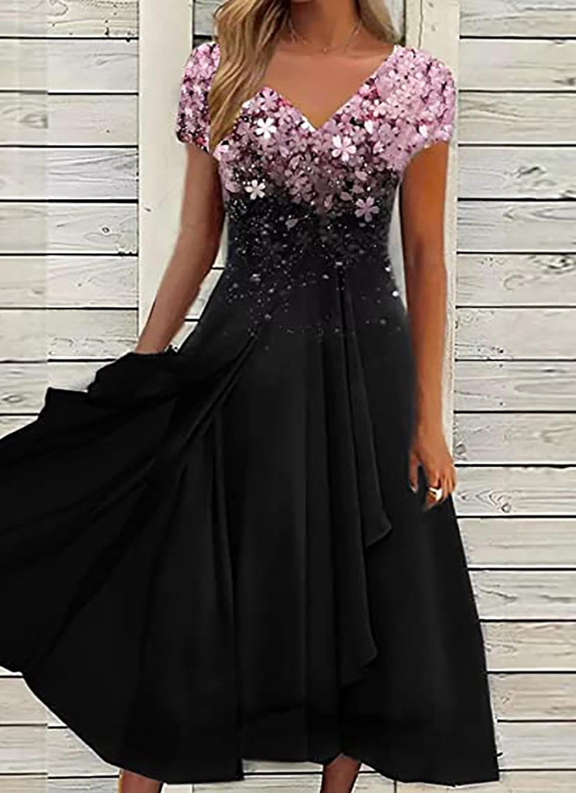 Heidi - Florale Eleganz Midi-Blondenkleid