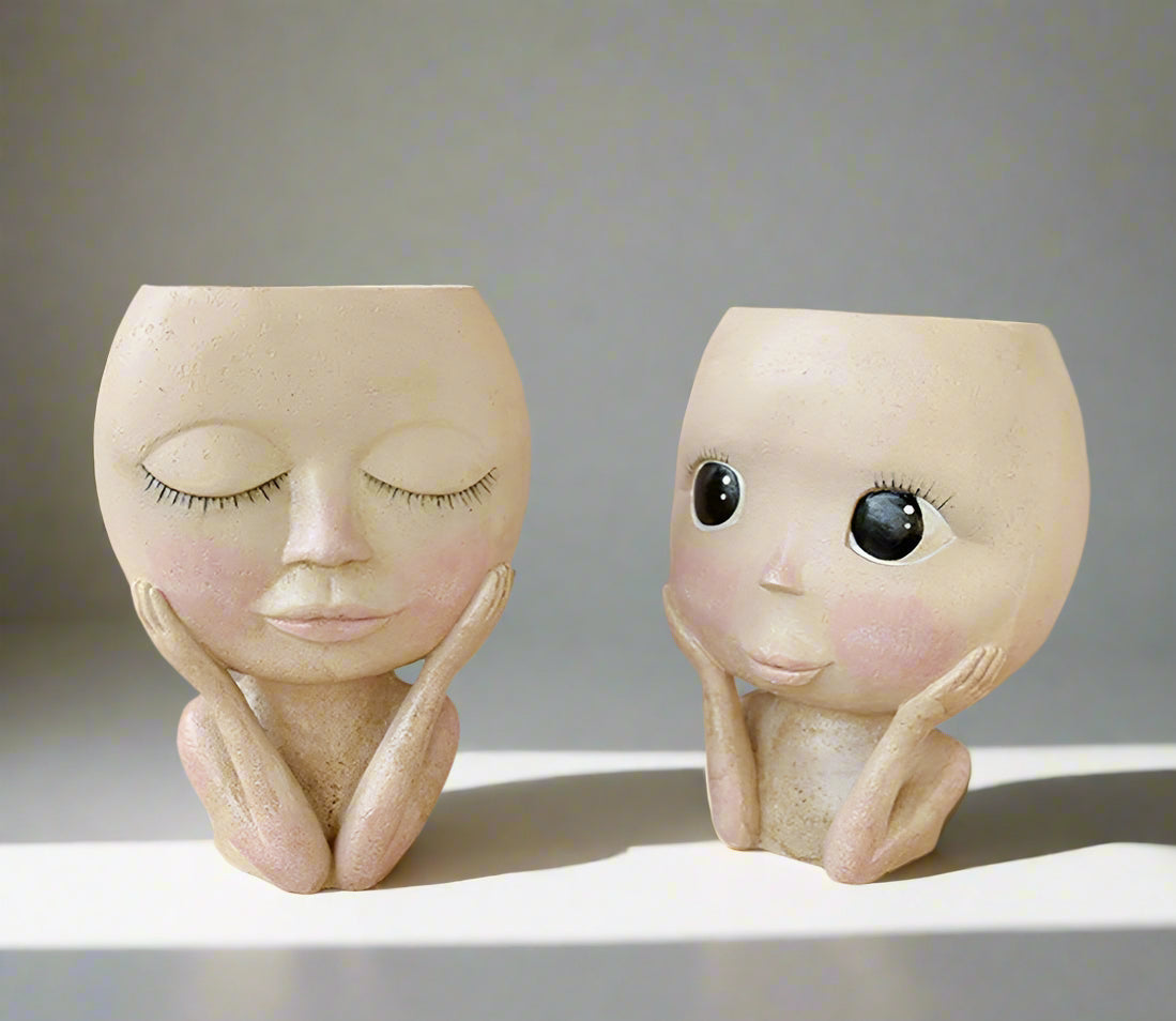 BloomCharm Künstlerischer Gesicht Pflanzgefäß – Stilvoller Dekorativer Blumentopf