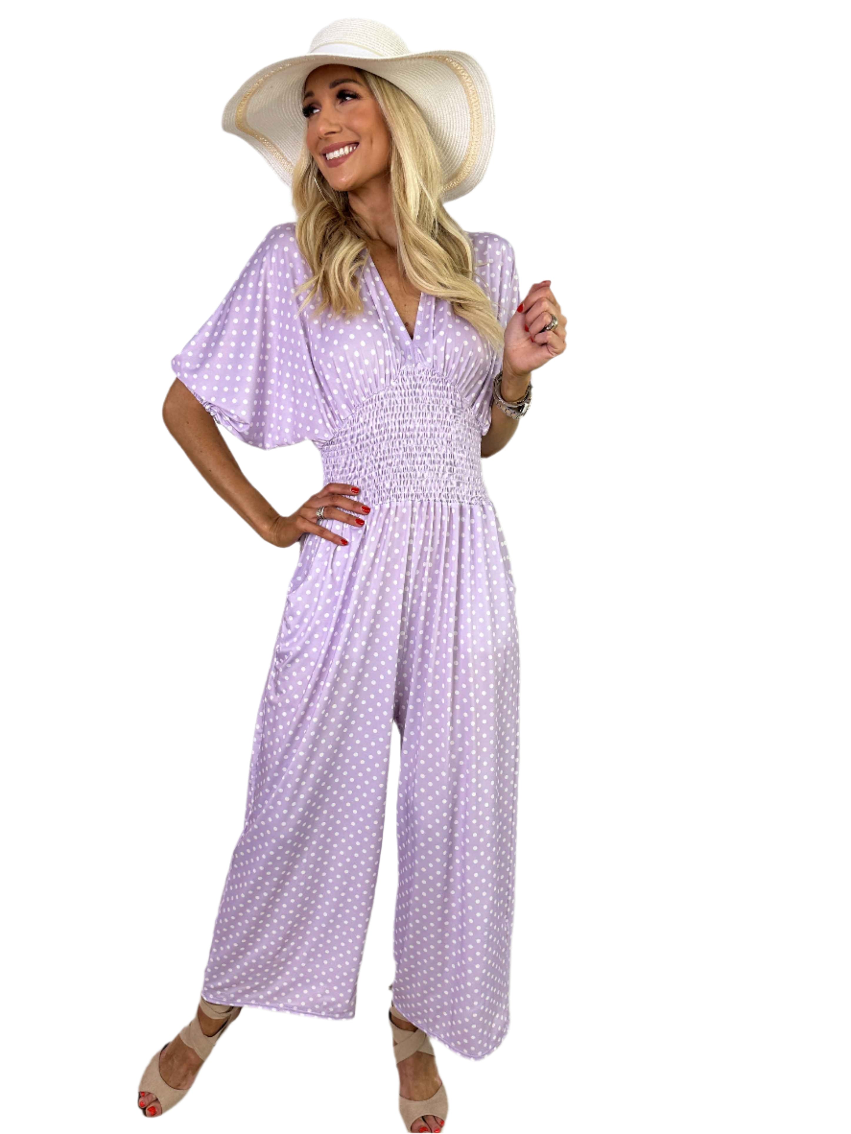 Cecilie - Eleganter Gepunkteter Stretch-Jumpsuit mit Klassischer Passform