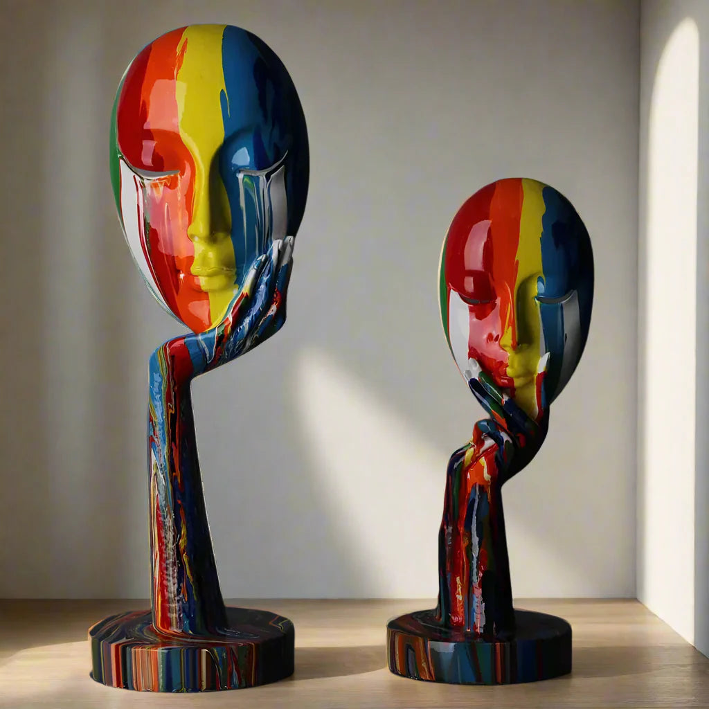 Moderne bunte Wandkunst mit Frauenporträt – Einzigartige Heimdekoration