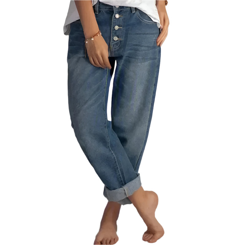 Edna - Mittelhoch sitzende Jeans mit geradem Bein und Knopfverschluss