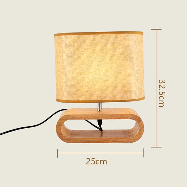 ZenGlow – Minimalistische ovale Tischlampe mit Holzstoßbasenjọ