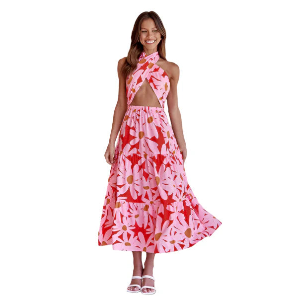 Febie - Fantastisches Blumen Halter Maxikleid