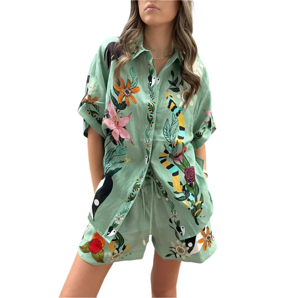 Elegantes Zweiteiliges Set mit Sommermotiven