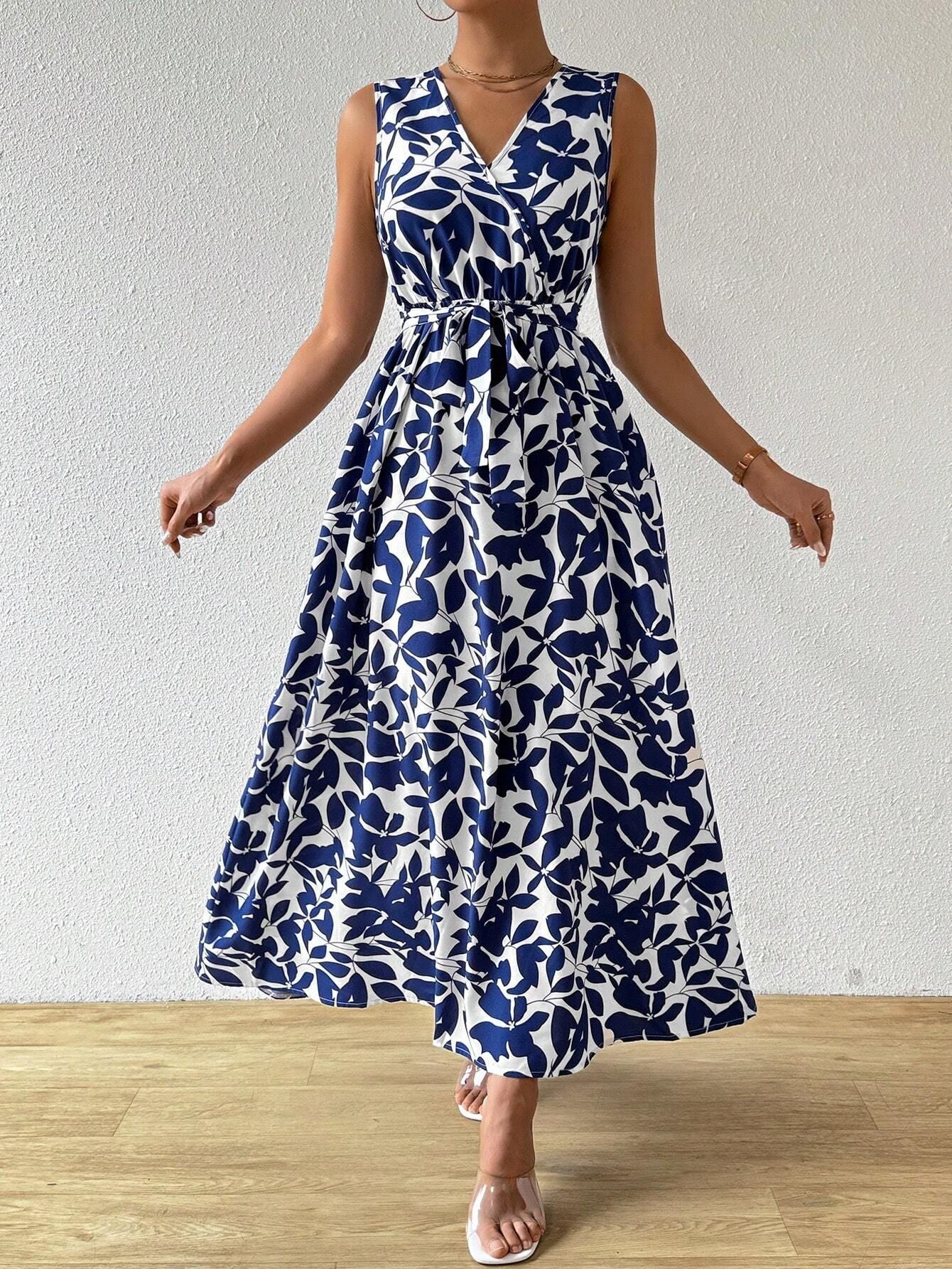 Lyra - Ultralange Sommerkleid mit V-Ausschnitt