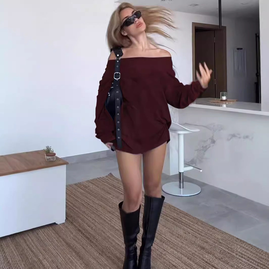 Doreen - Off-Shoulder Lockere kurze Kleid