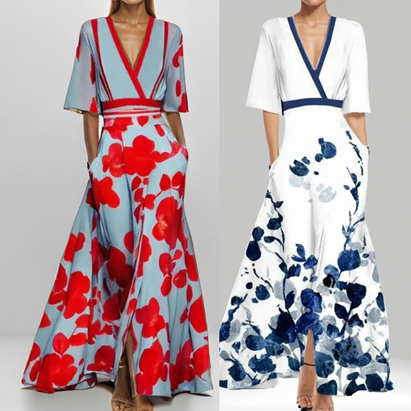 Veronica - Elegantes Peplum-Kleid mit V-Ausschnitt in der Taille