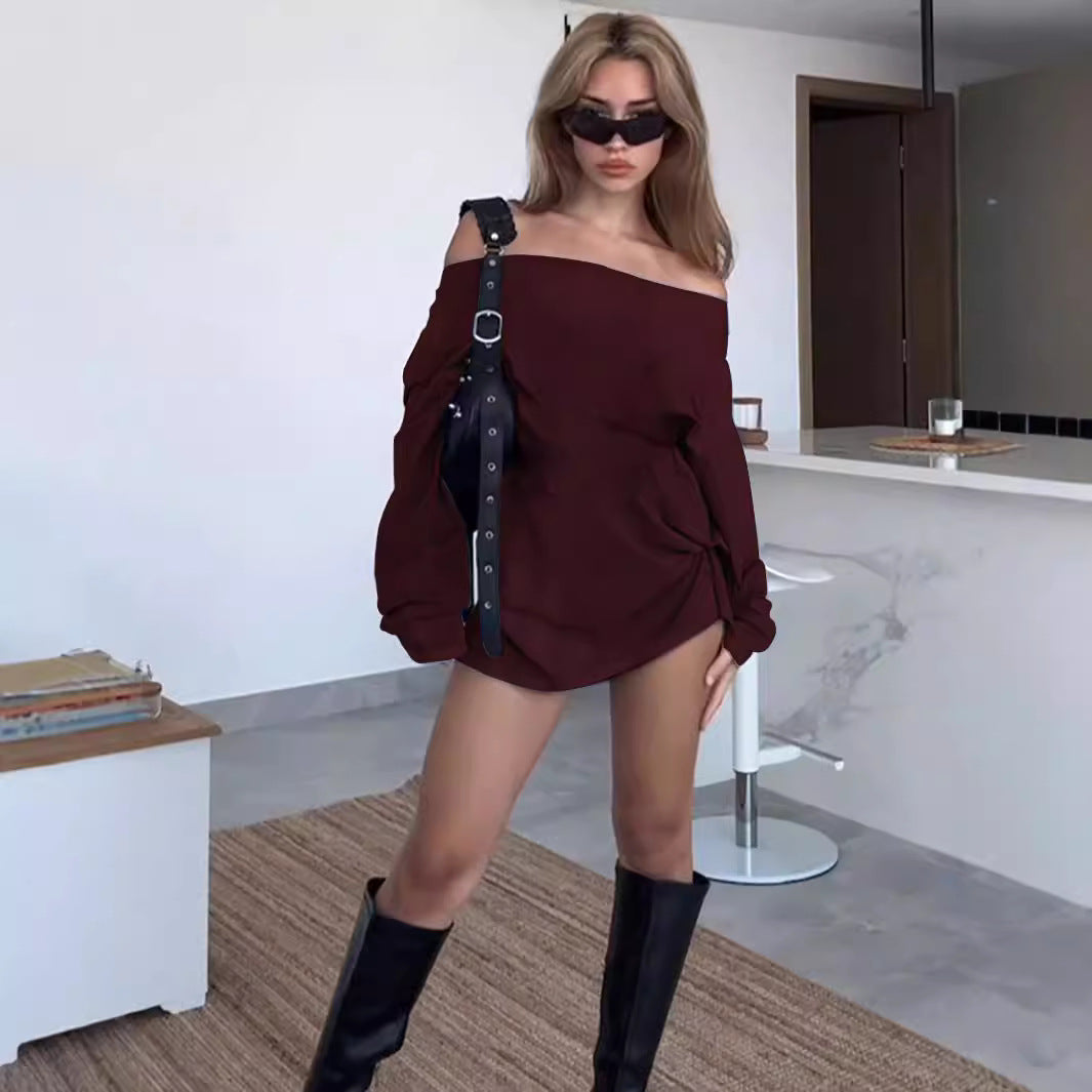 Doreen - Off-Shoulder Lockere kurze Kleid