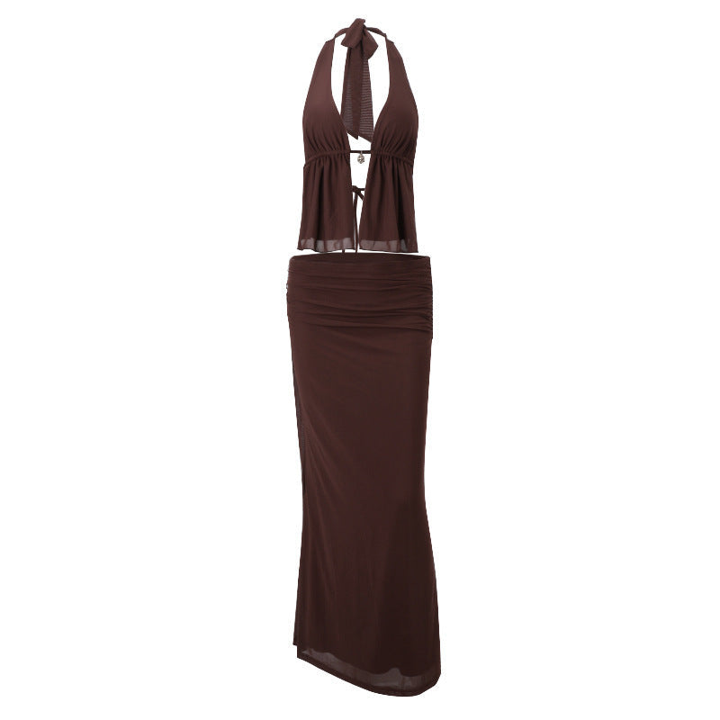 Graziela - Sexy Cropped Top und Lange Rock Set