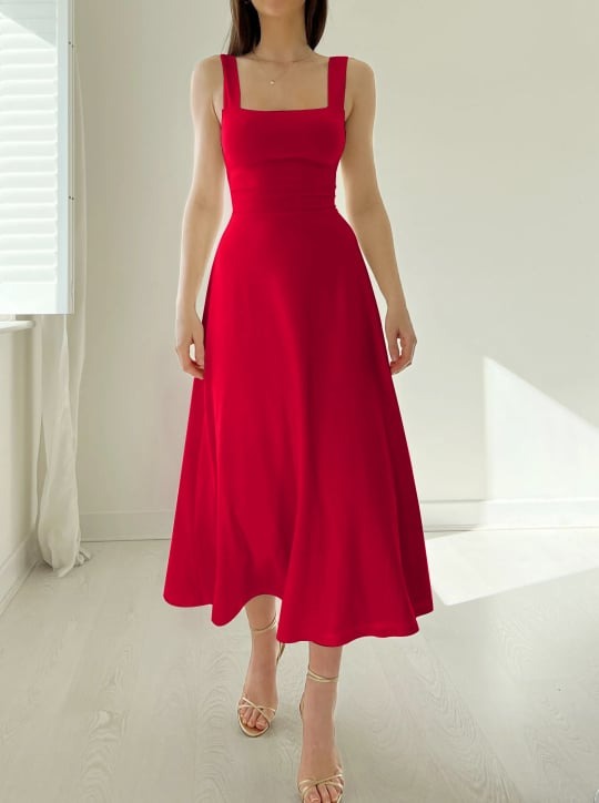 Ronja - Breite Träger Midi-Kleid
