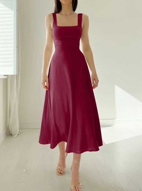 Ronja - Breite Träger Midi-Kleid