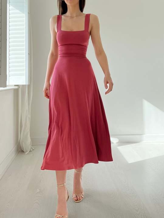 Ronja - Breite Träger Midi-Kleid