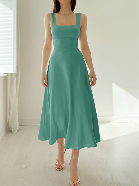 Ronja - Breite Träger Midi-Kleid