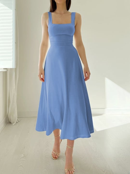 Ronja - Breite Träger Midi-Kleid