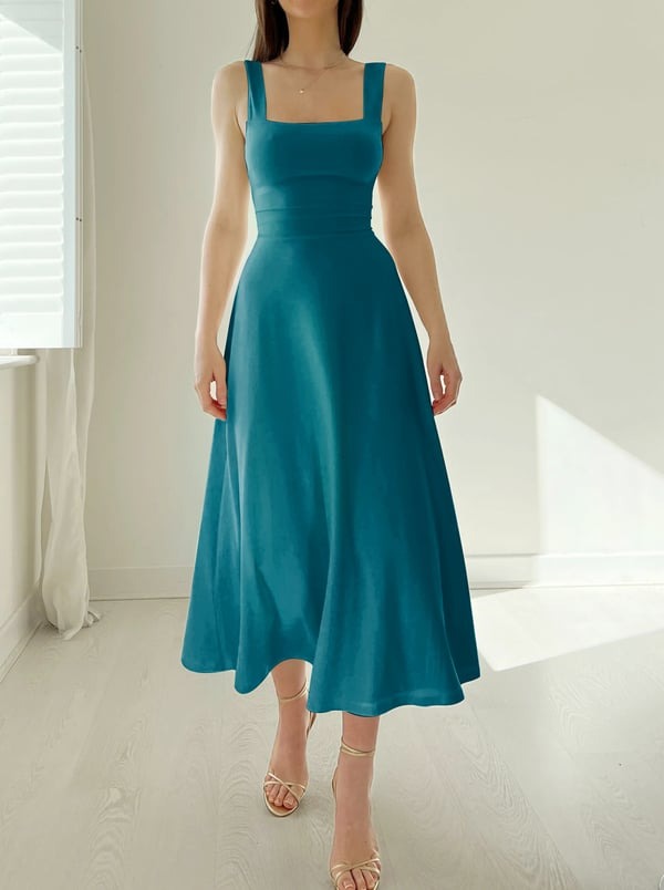 Ronja - Breite Träger Midi-Kleid