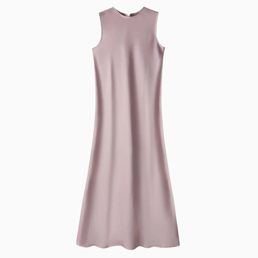 Elegantes Satinkleid - Stricktop-Kombinationsset