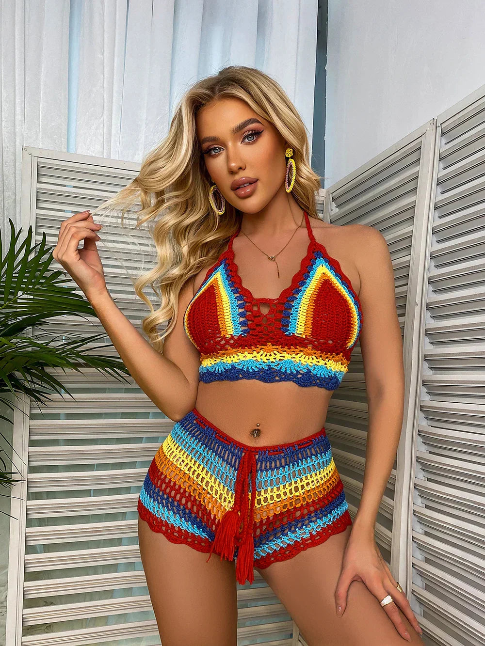 Hanni - Sommer gehäkeltes Top und Shorts Set