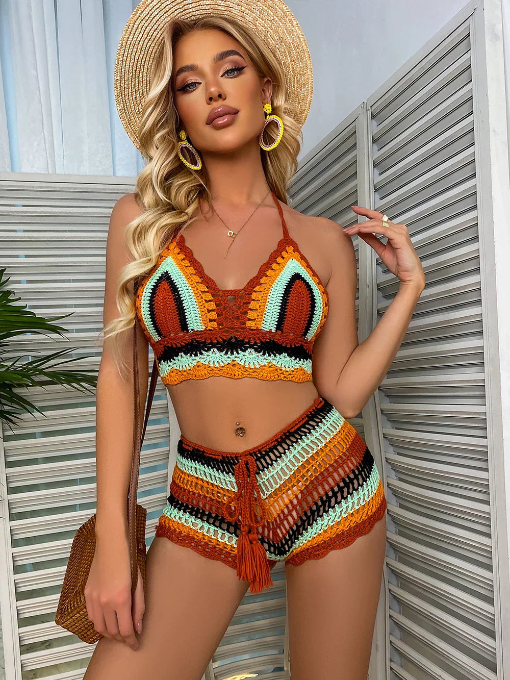 Hanni - Sommer gehäkeltes Top und Shorts Set