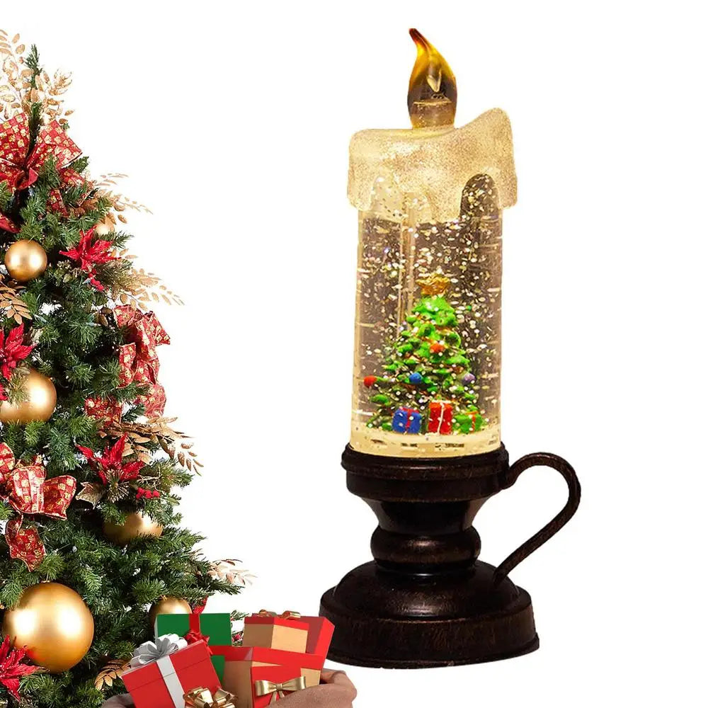 Weihnachtsschnee Flammenlose Stimmungsleuchte mit glitzerndem Schnee