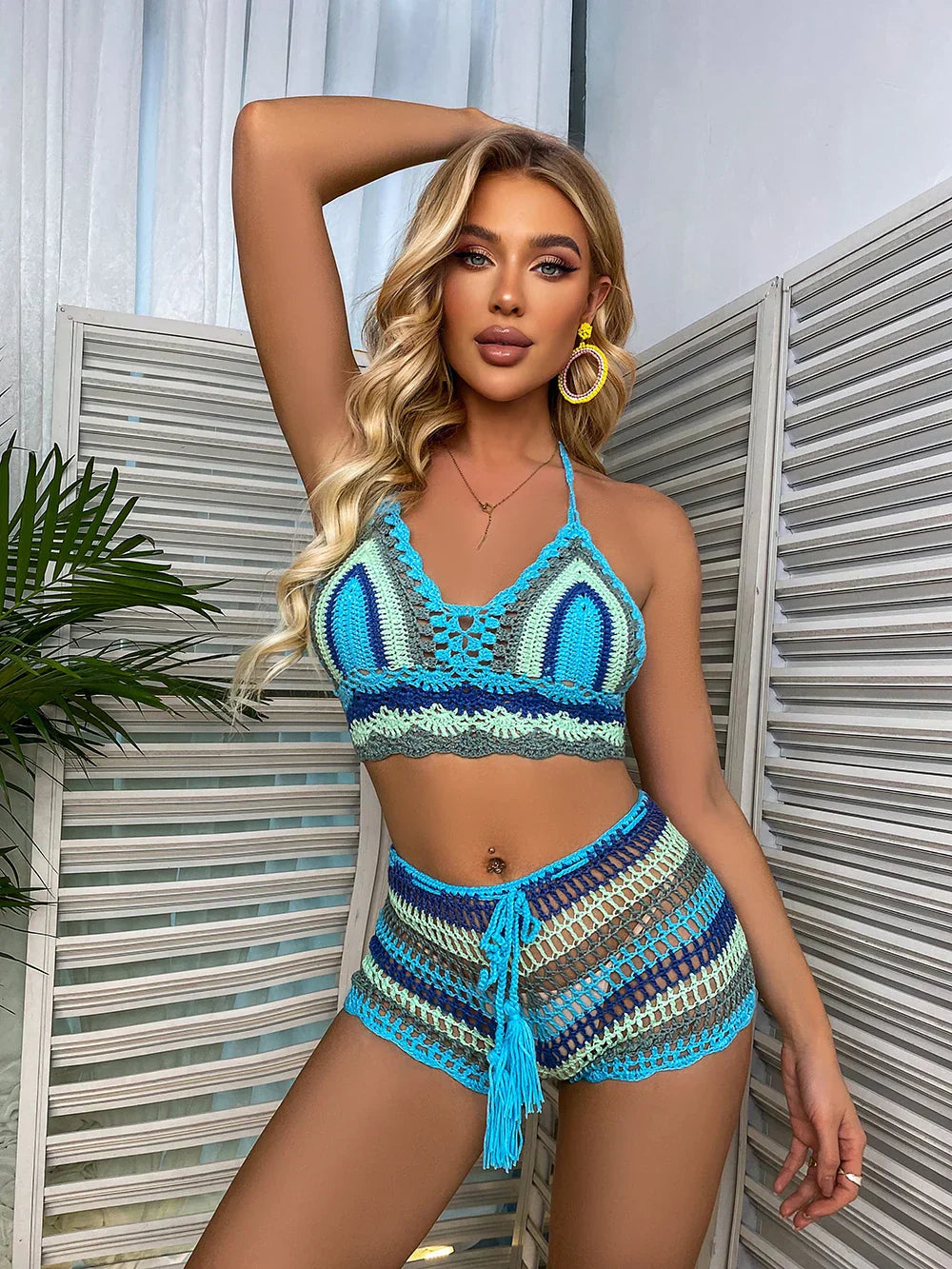Hanni - Sommer gehäkeltes Top und Shorts Set