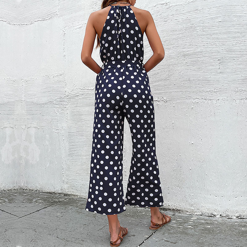 Dahlia - Vielseitiger Jumpsuit mit Punkten und Halterneck