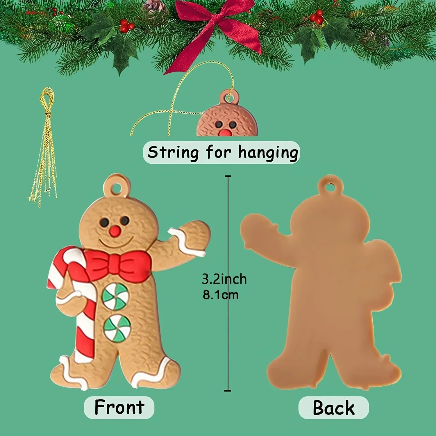 12-teiliges Set mit Lebkuchenmann-Ornamenten