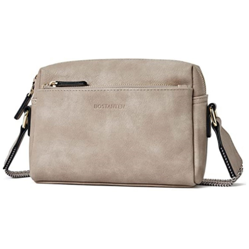 Luisa - Schultertasche mit dreifachem Reißverschluss und gestreitem Riemen