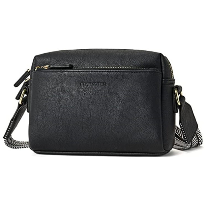 Luisa - Schultertasche mit dreifachem Reißverschluss und gestreitem Riemen