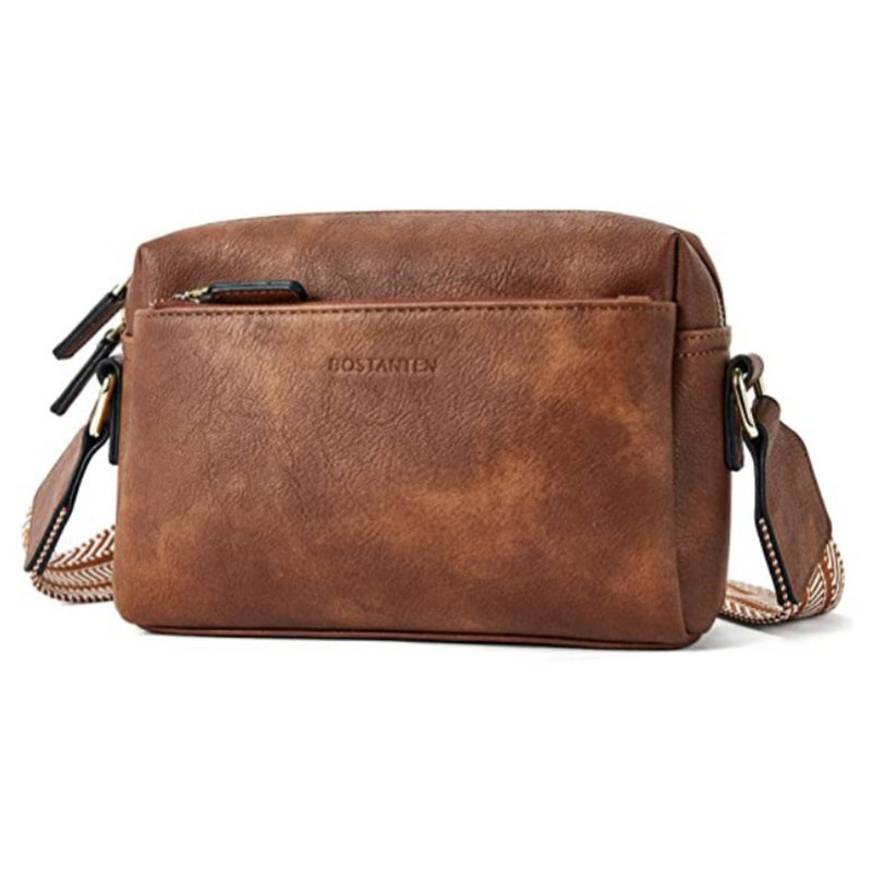Luisa - Schultertasche mit dreifachem Reißverschluss und gestreitem Riemen