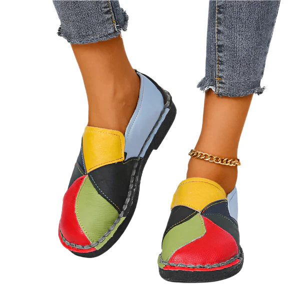 Clara – Mehrfarbige Patchwork-Loafers im Künstlerischen Design