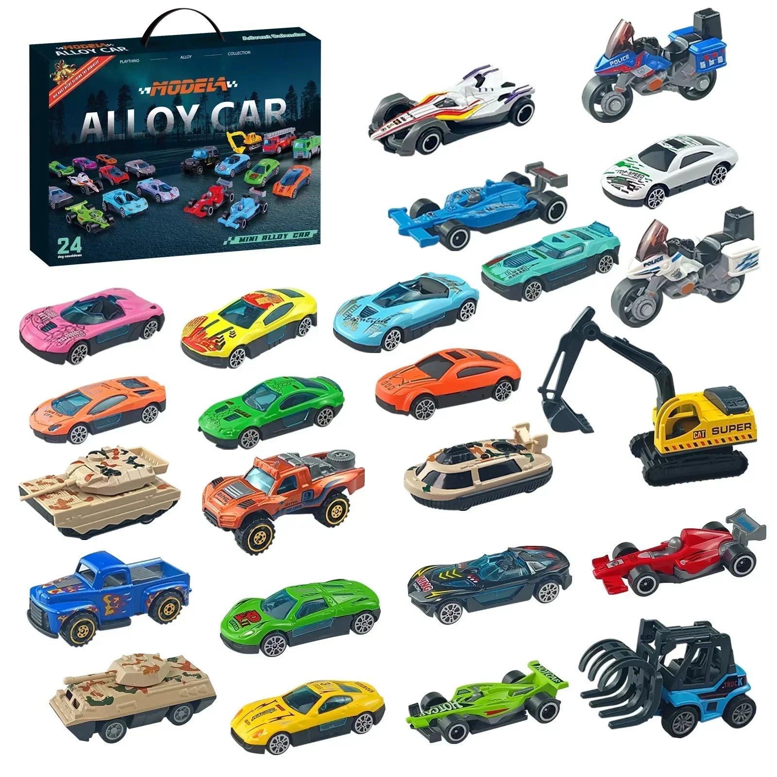 24 Teile Weihnachtsgeschenke Adventskalender Legierungsmodell Diecast Auto Set
