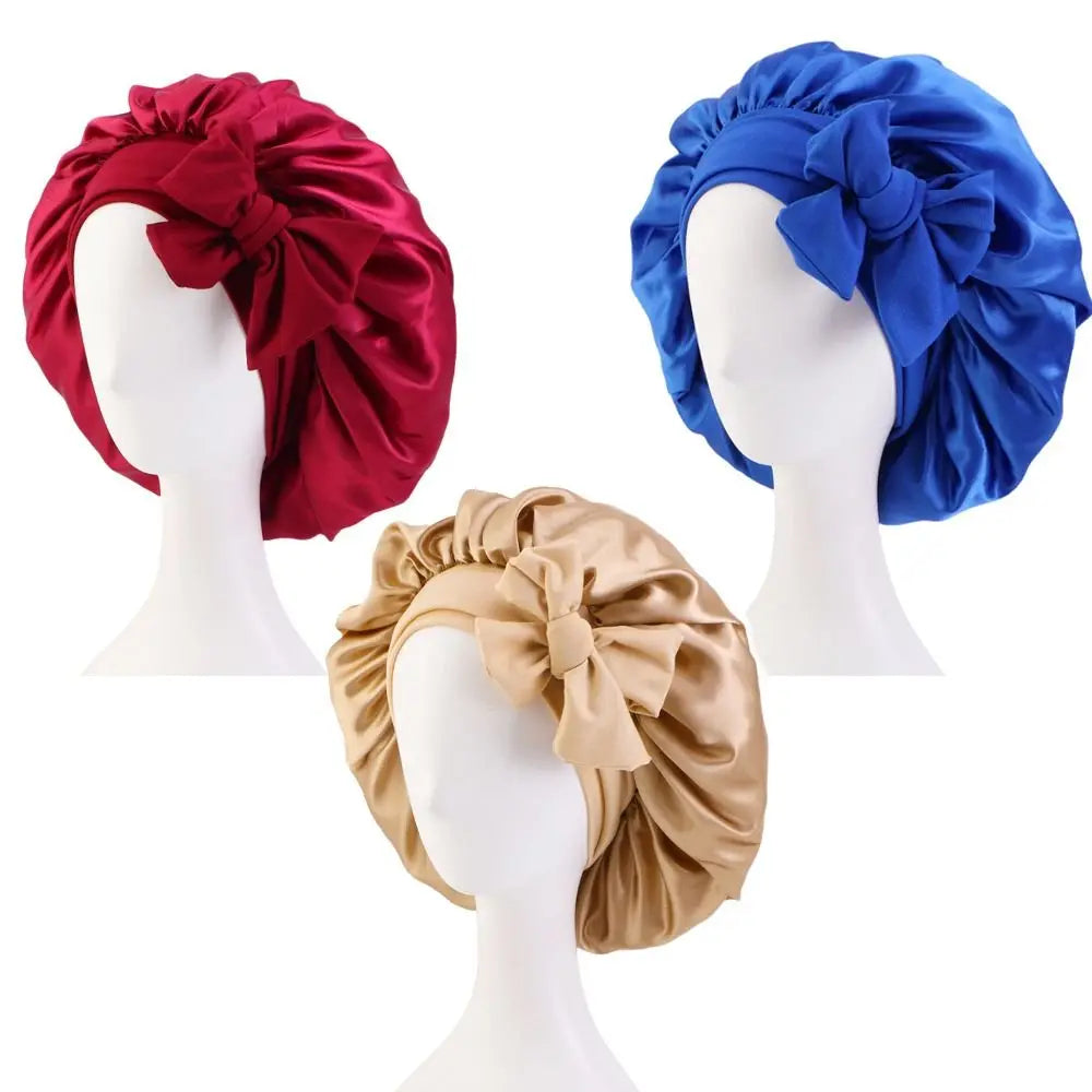 Hauptbekleidung Satin mit Haarband Seiden Schlafmütze