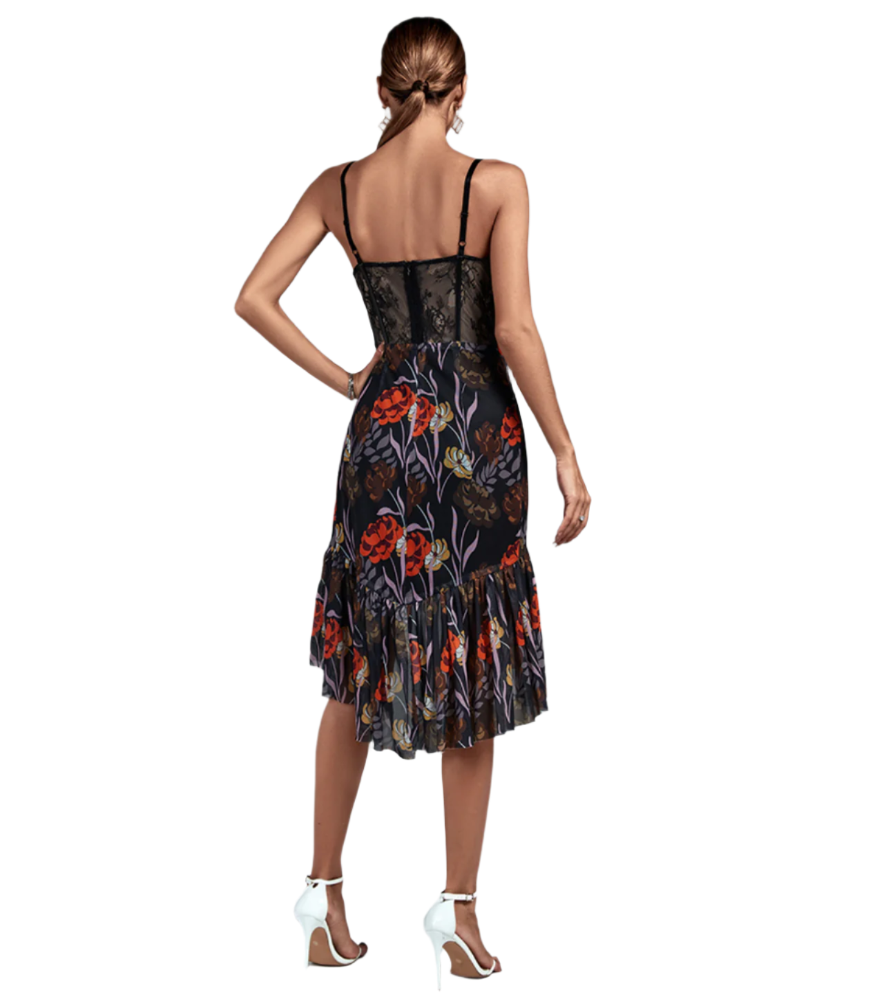 Misha - Blumenkleid mit Herz-Ausschnitt im Korsettstil