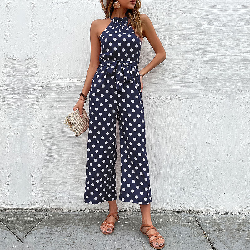 Dahlia - Vielseitiger Jumpsuit mit Punkten und Halterneck
