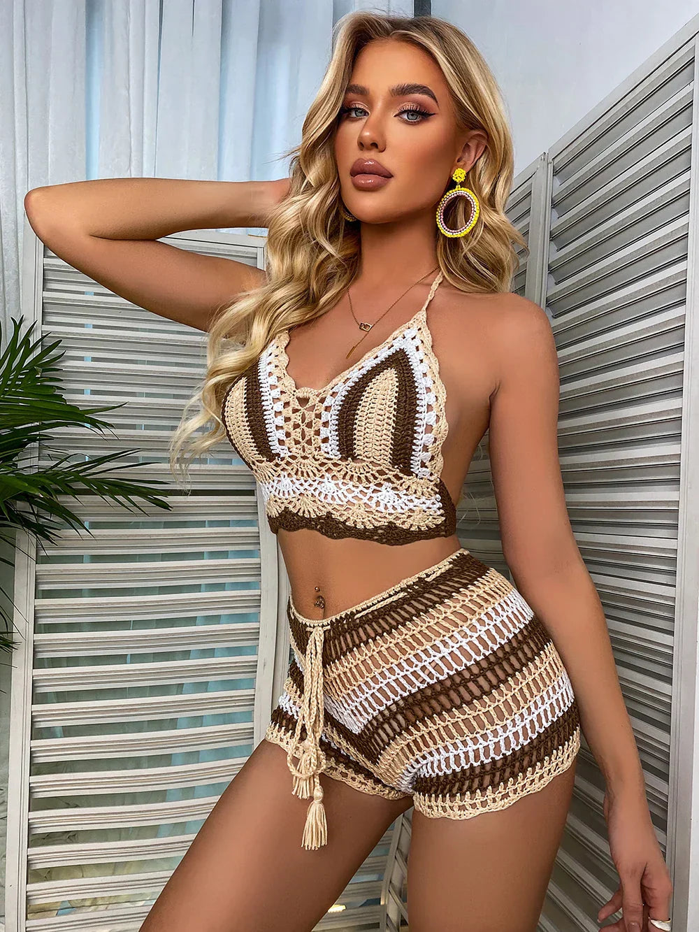 Hanni - Sommer gehäkeltes Top und Shorts Set