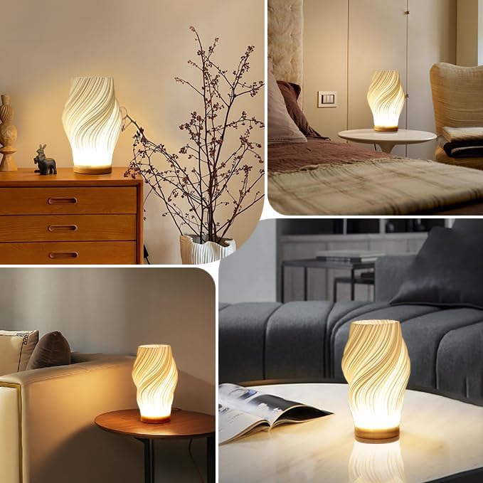 VelaLume - Zuverlässige Tischlampe mit gewelltem Schirmdesign