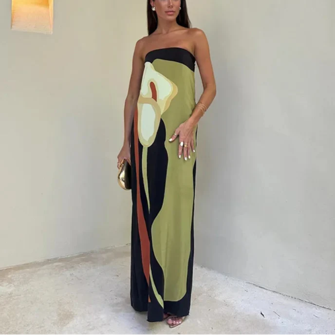 Venke – Elegantes langes trägerloses Maxikleid