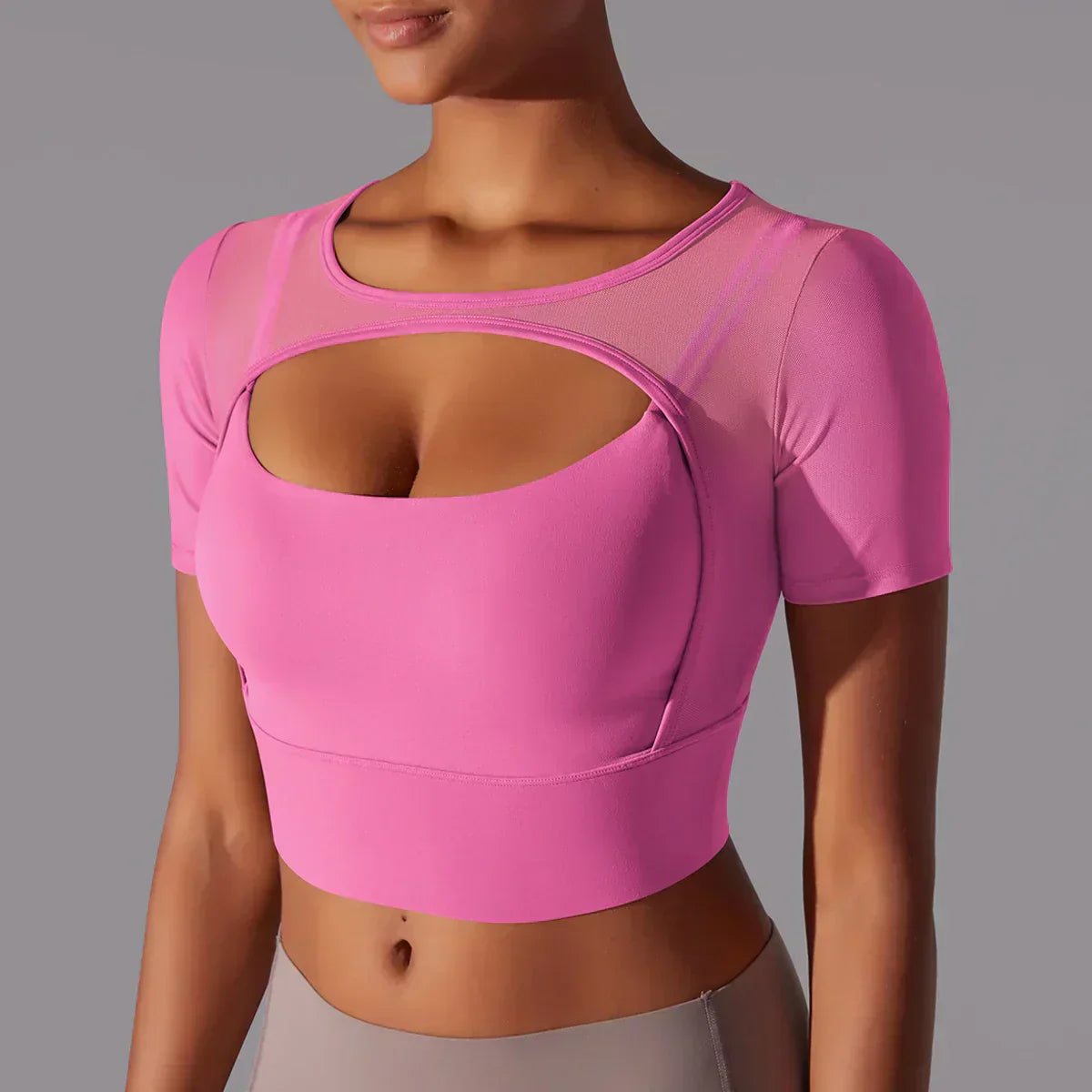 Danielle - Kurzärmliges Sporttop mit Ausschnitt für Frauen