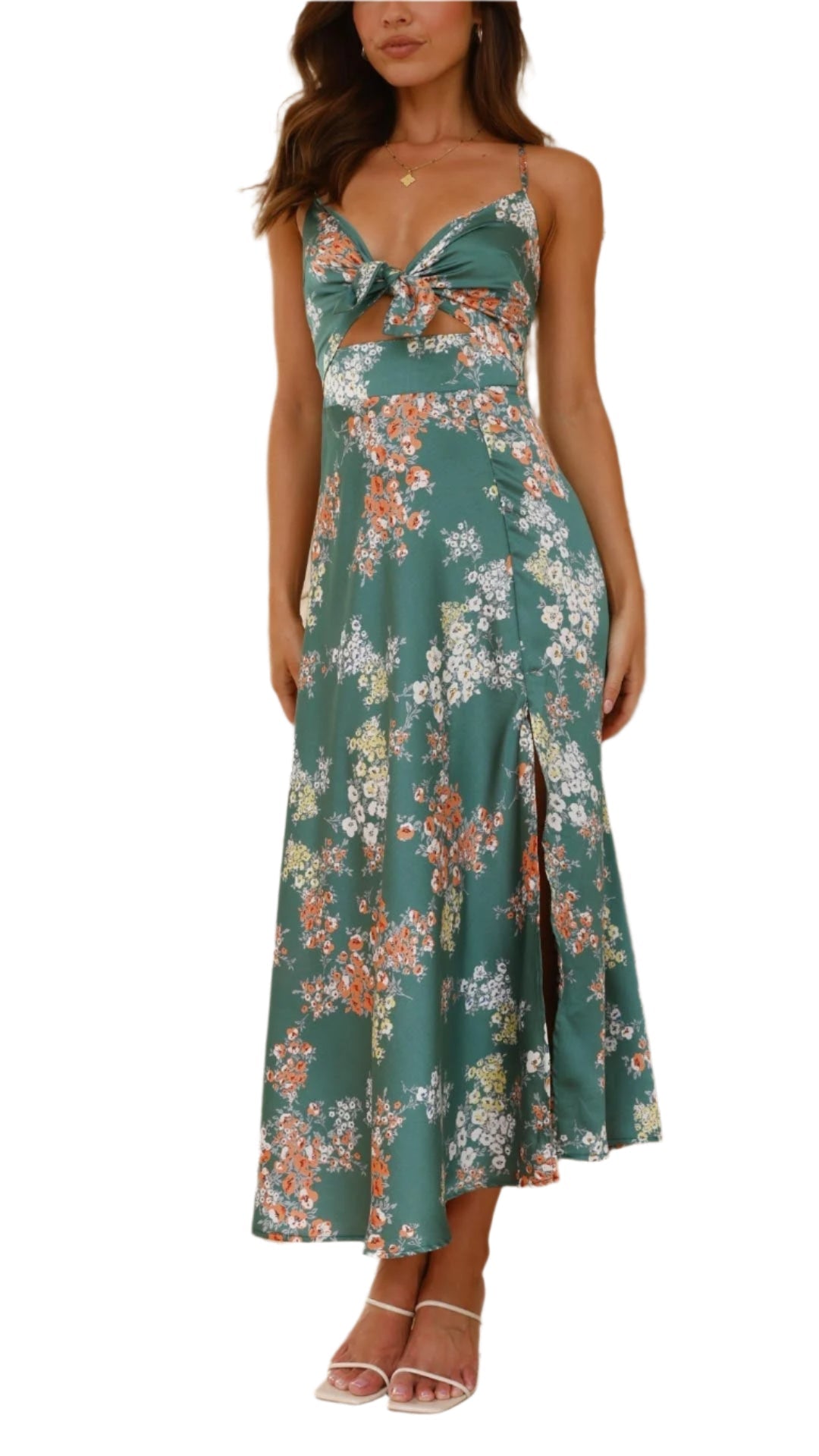 Claudia - Satin Blumen Kleid
