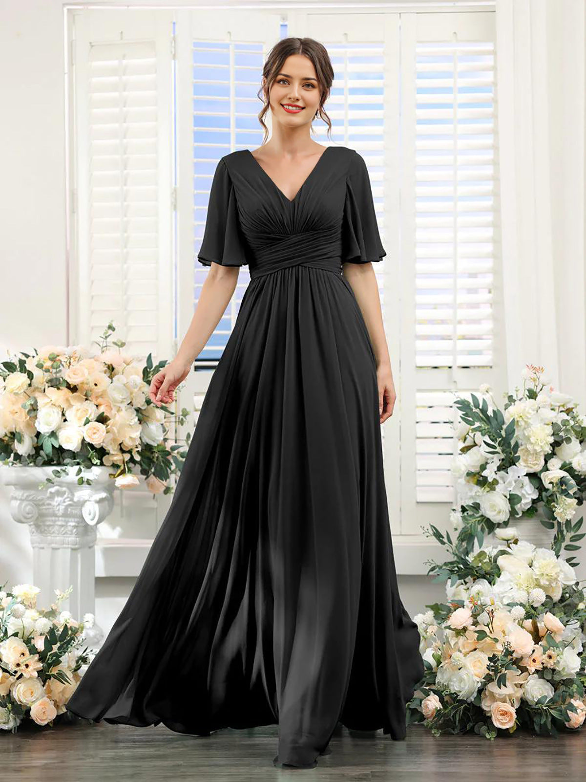 Magdalena - Hübsches Chiffonkleid mit V-Ausschnitt