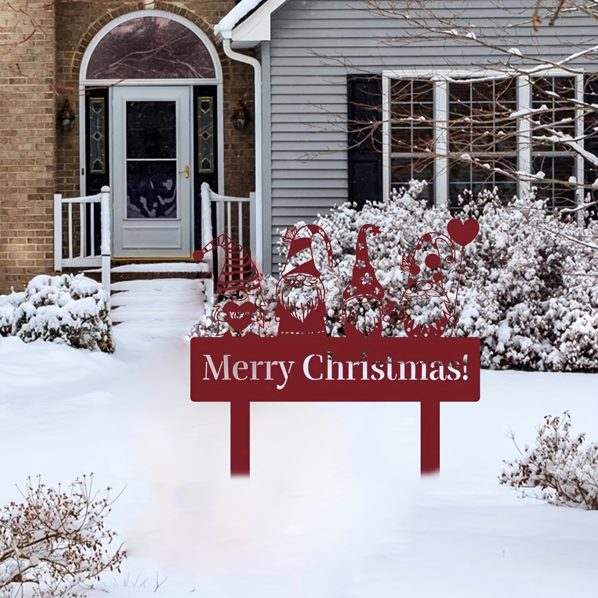 Gnomo navideño colorido pincho de jardín de metal