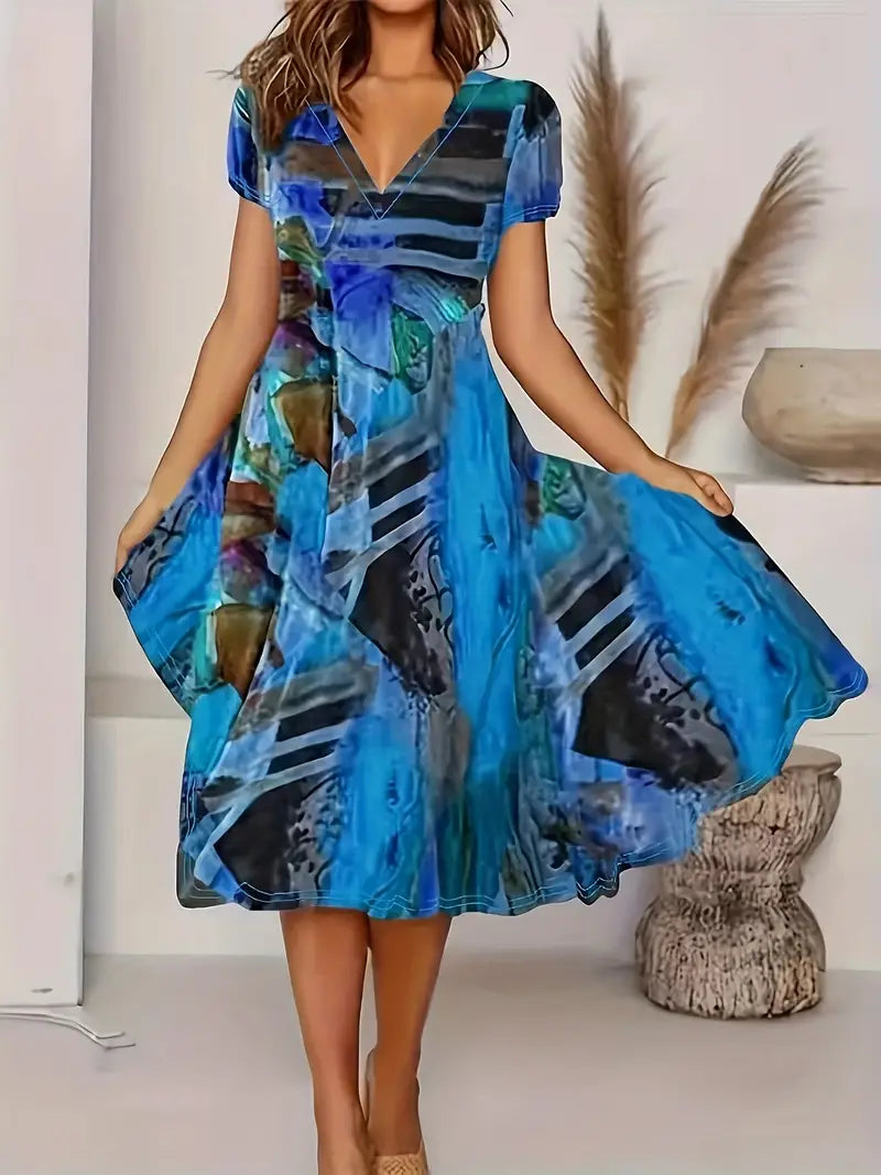 Suzanne – Kurzärmliges Sommerkleid mit V-Ausschnitt