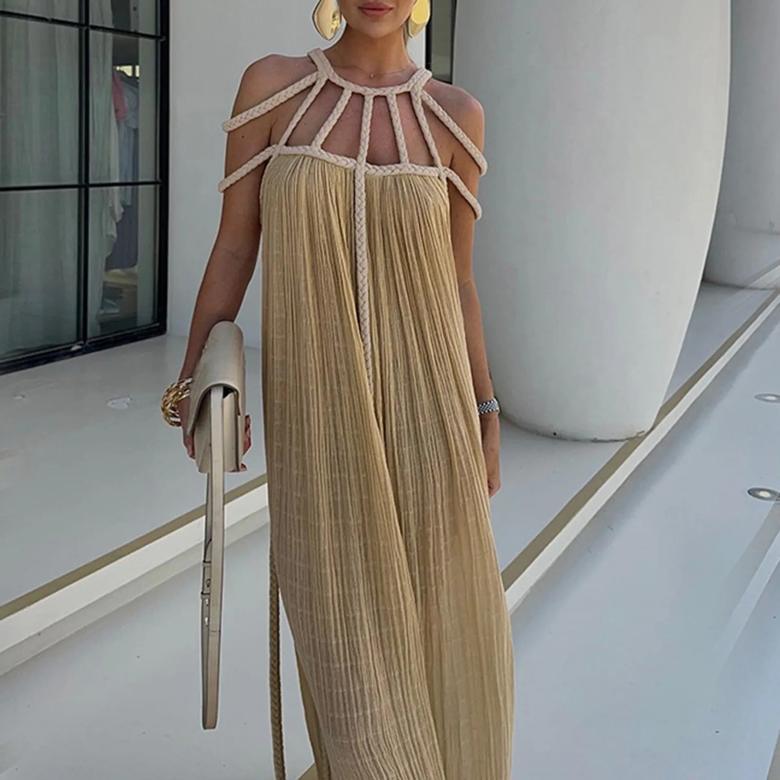 Alana - Lange Kleid mit Spaghettiträgern ohne Rücken