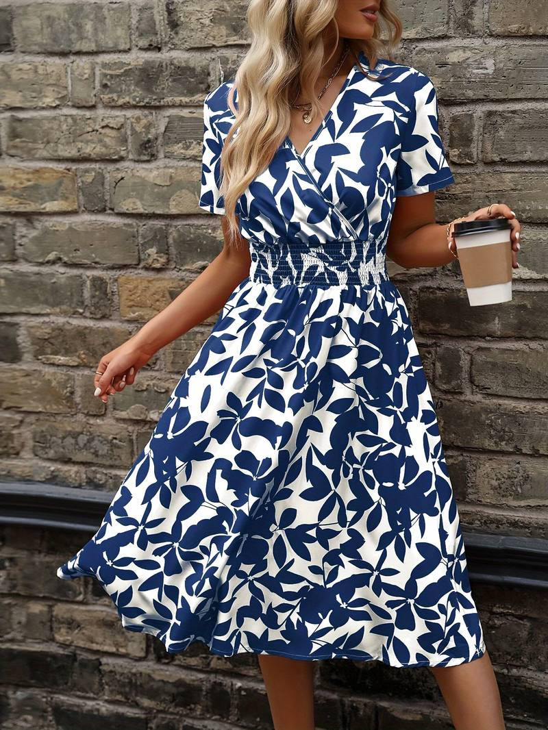Ivy – Kurzärmeliges Wickelkleid mit Blumenmuster