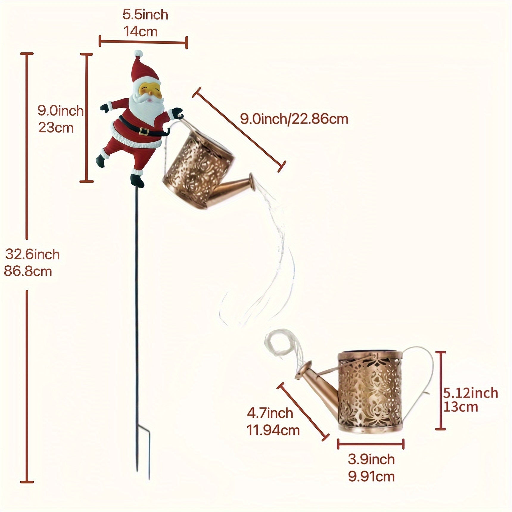 Solarbetriebene Weihnachtsmann-Teekanne Gartenlichter