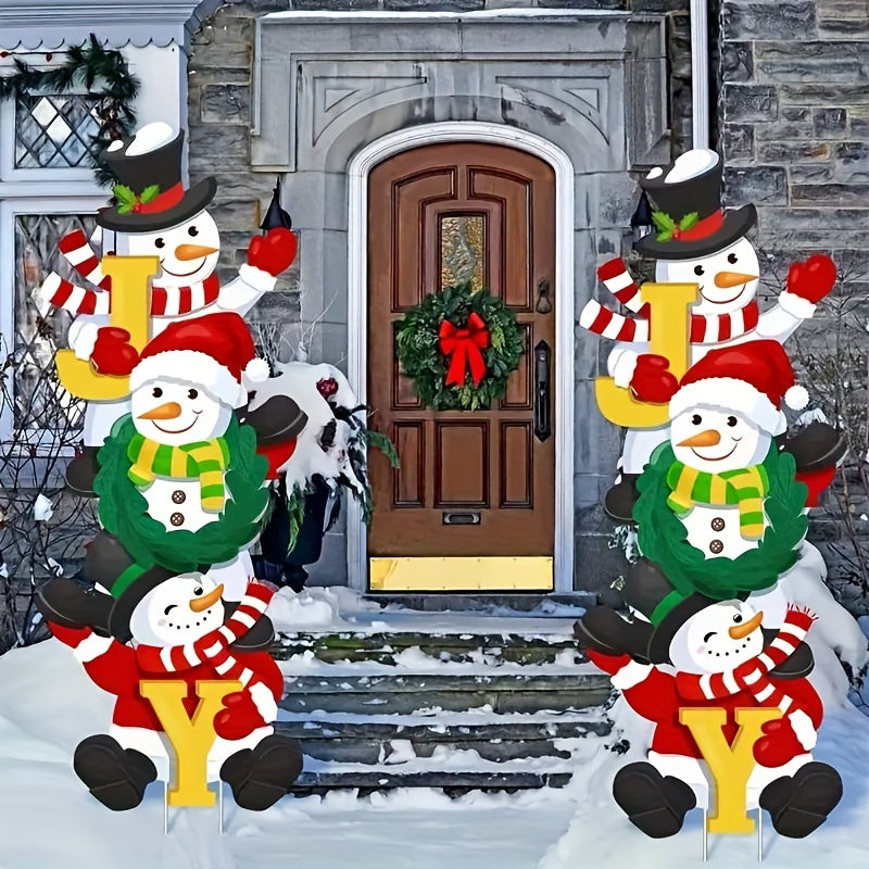 3er Set klassische Schneemann Weihnachtsgarten-Schilder