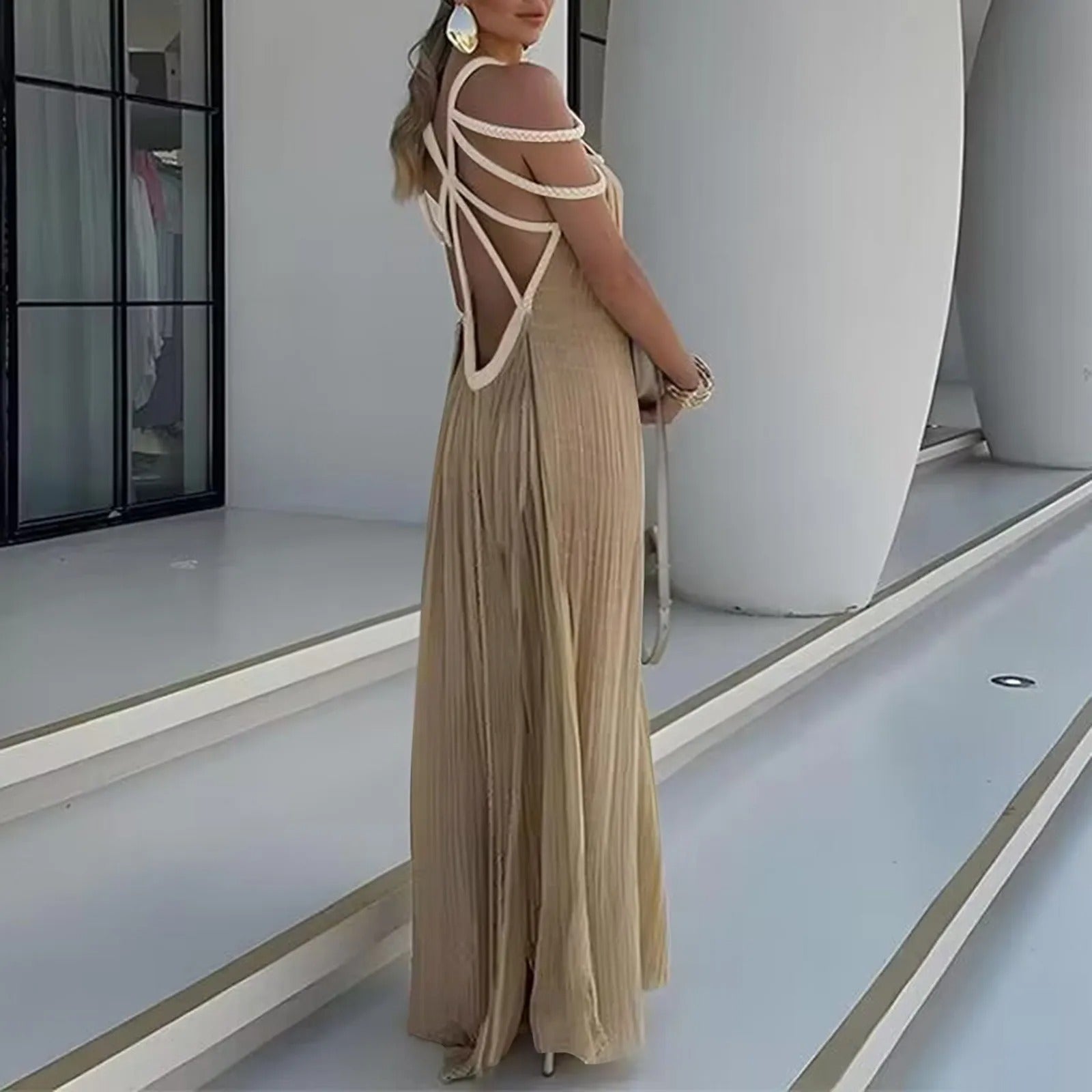 Alana - Lange Kleid mit Spaghettiträgern ohne Rücken