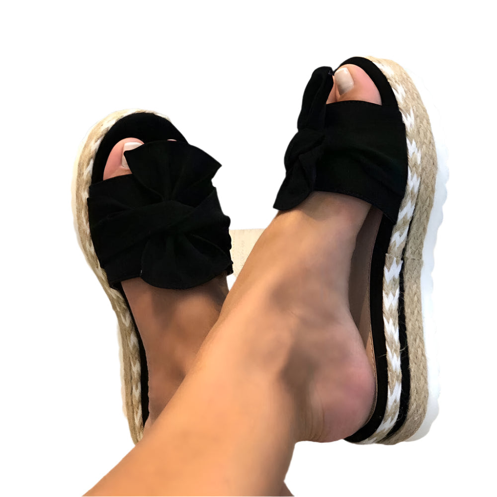Samantha - Legere Keilsandalen mit Schleifen